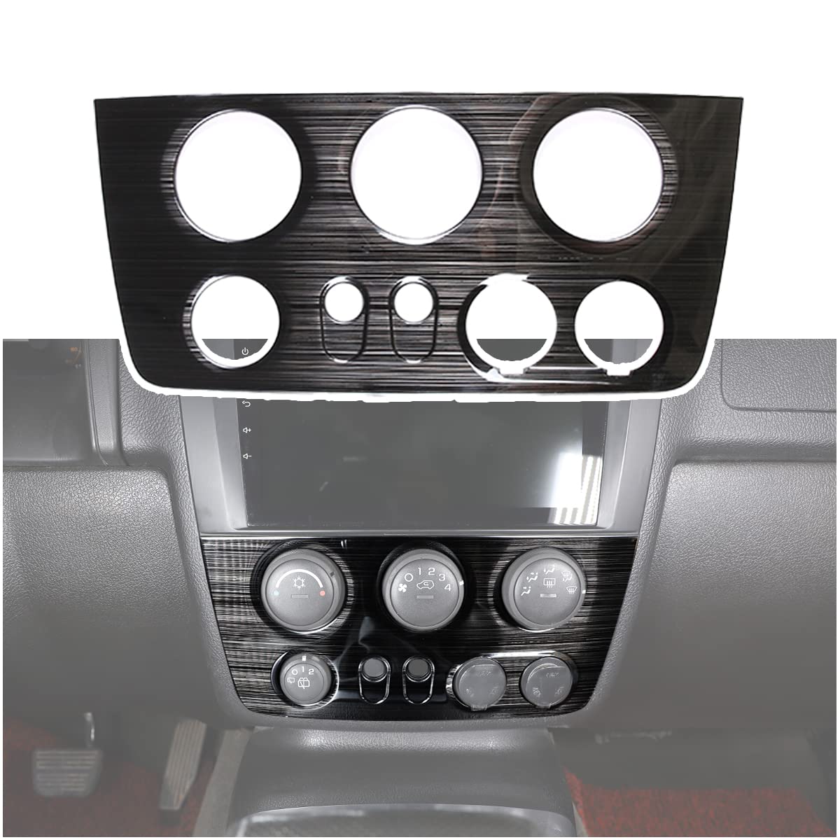 Center Console Volume Control Panel Cover Fit for Hummer H3 2005-2009, Inner Volume Switch Knob Panel Decorative Frame Accessories, 1PCS (Black)
