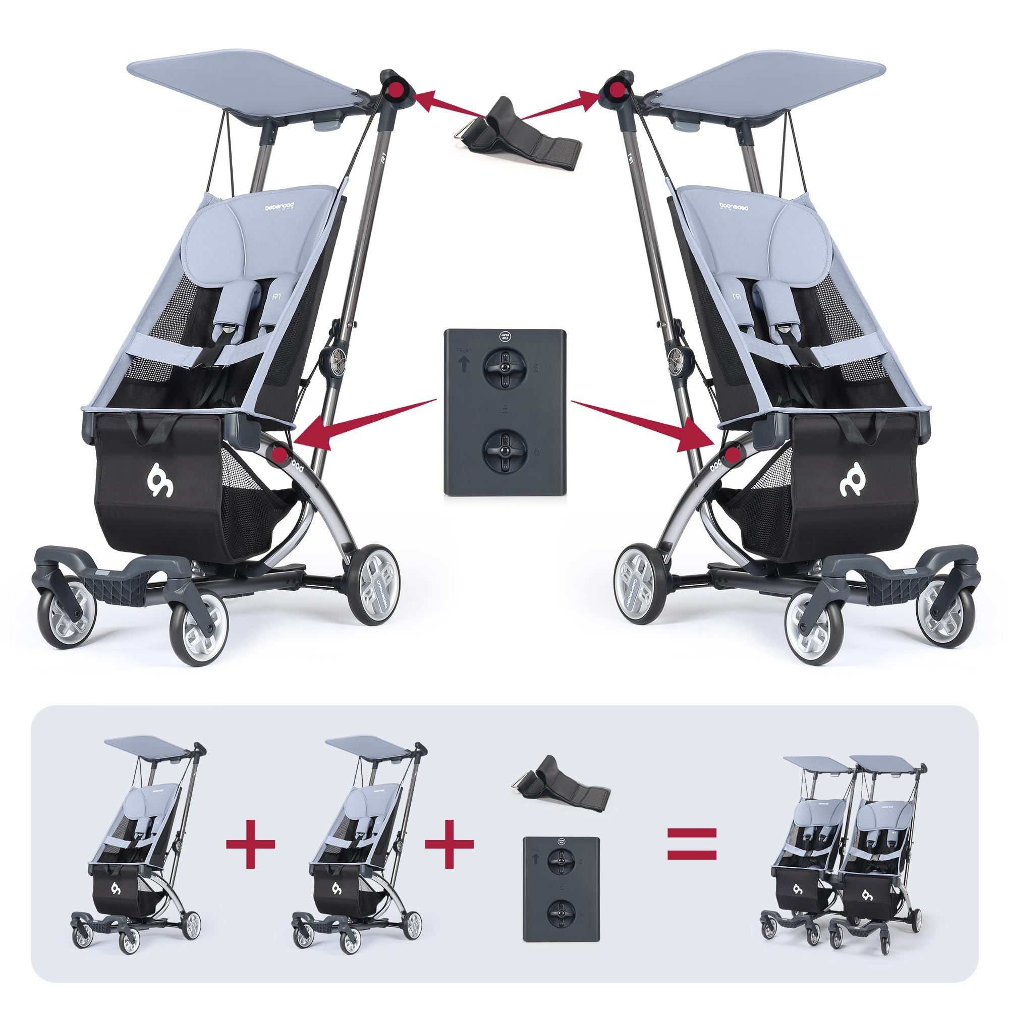 Beberoad Love R1 Double Stroller Connector (Only Fits for R1 Stroller) : Baby