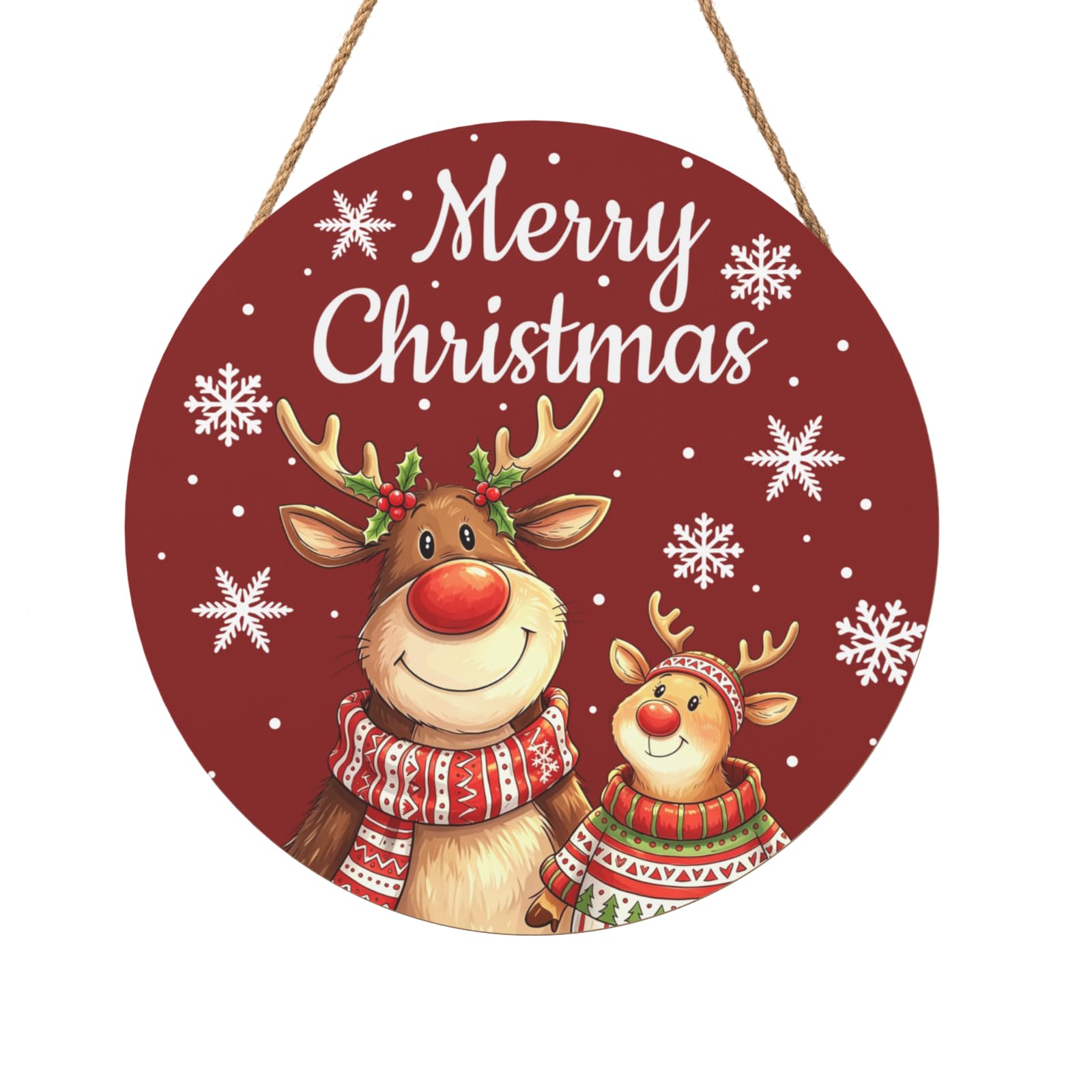 Christmas Deer Door Sign Xmas for Wreath Decoration Door Hanger