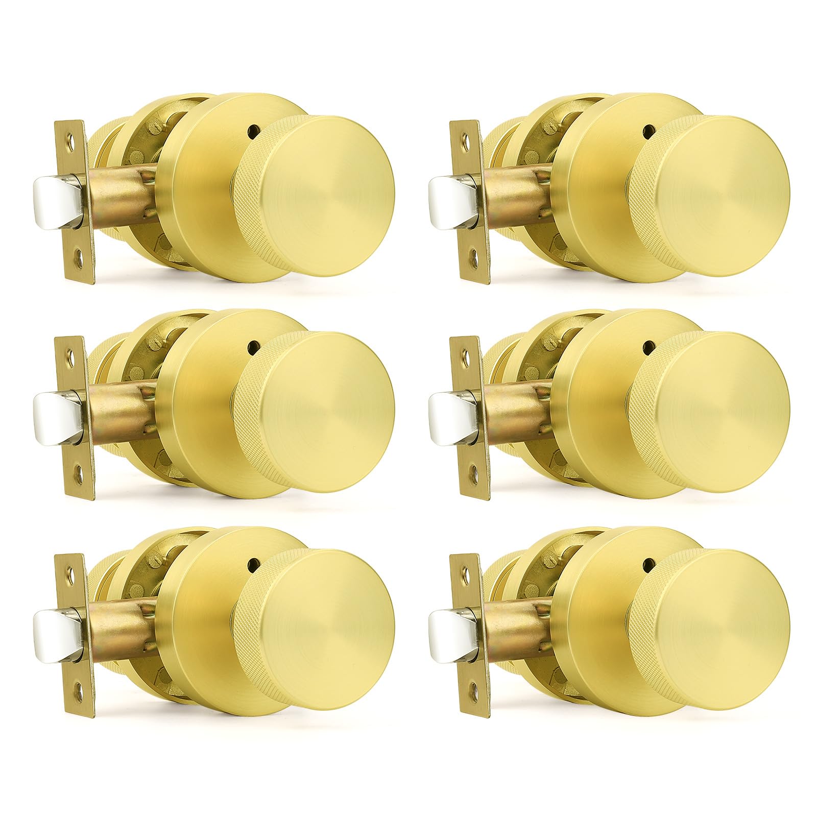 Brushed Nickel Privacy Door Knobs - 6 Pack -8