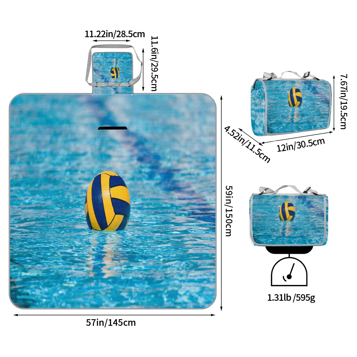 TropicalLife Sport acquatici Pallavolo Picnic Coperta Pallavolo Quadrato Impermeabile Pieghevole Indoor Outdoor Mat Tappeti per Spiaggia Campeggio Parco Famiglia Gathering Attività