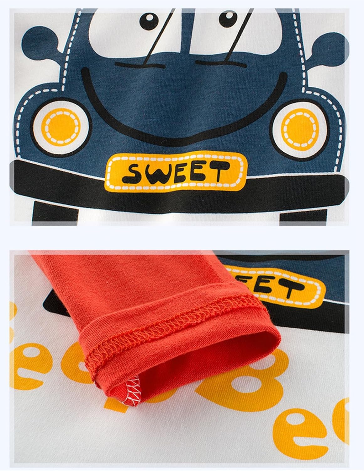 Toddler Boys 3-Pack Long Sleeve Excavator T-Shirt 100% Cotton Basic Tops Car Shirt
