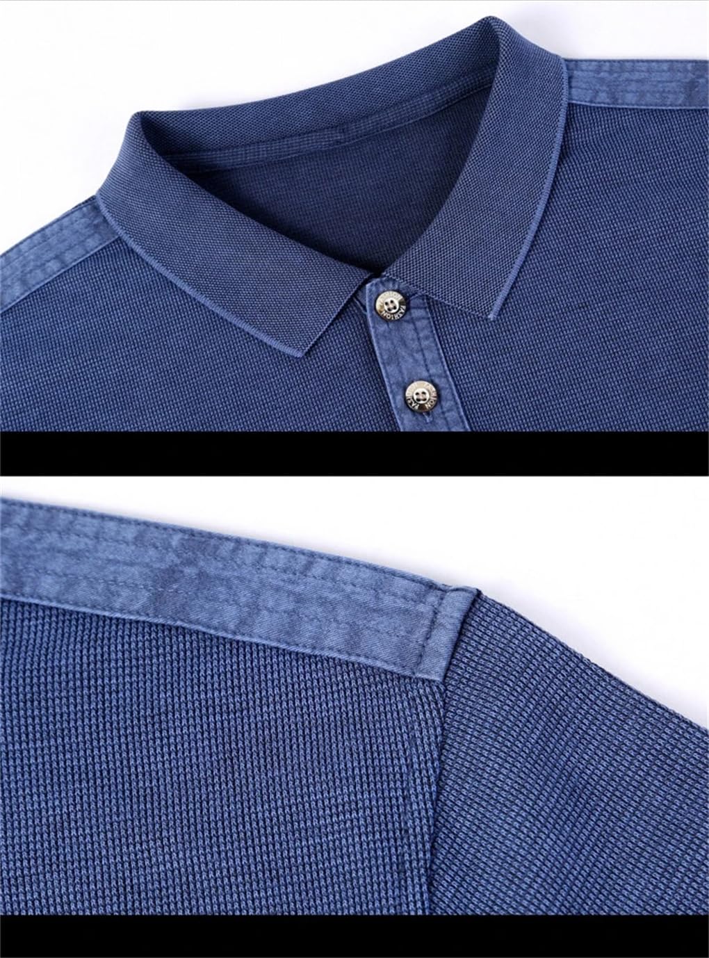 Polo da uomo in cotone con bottoni a risvolto a maniche lunghe casual tinta unita polo classica
