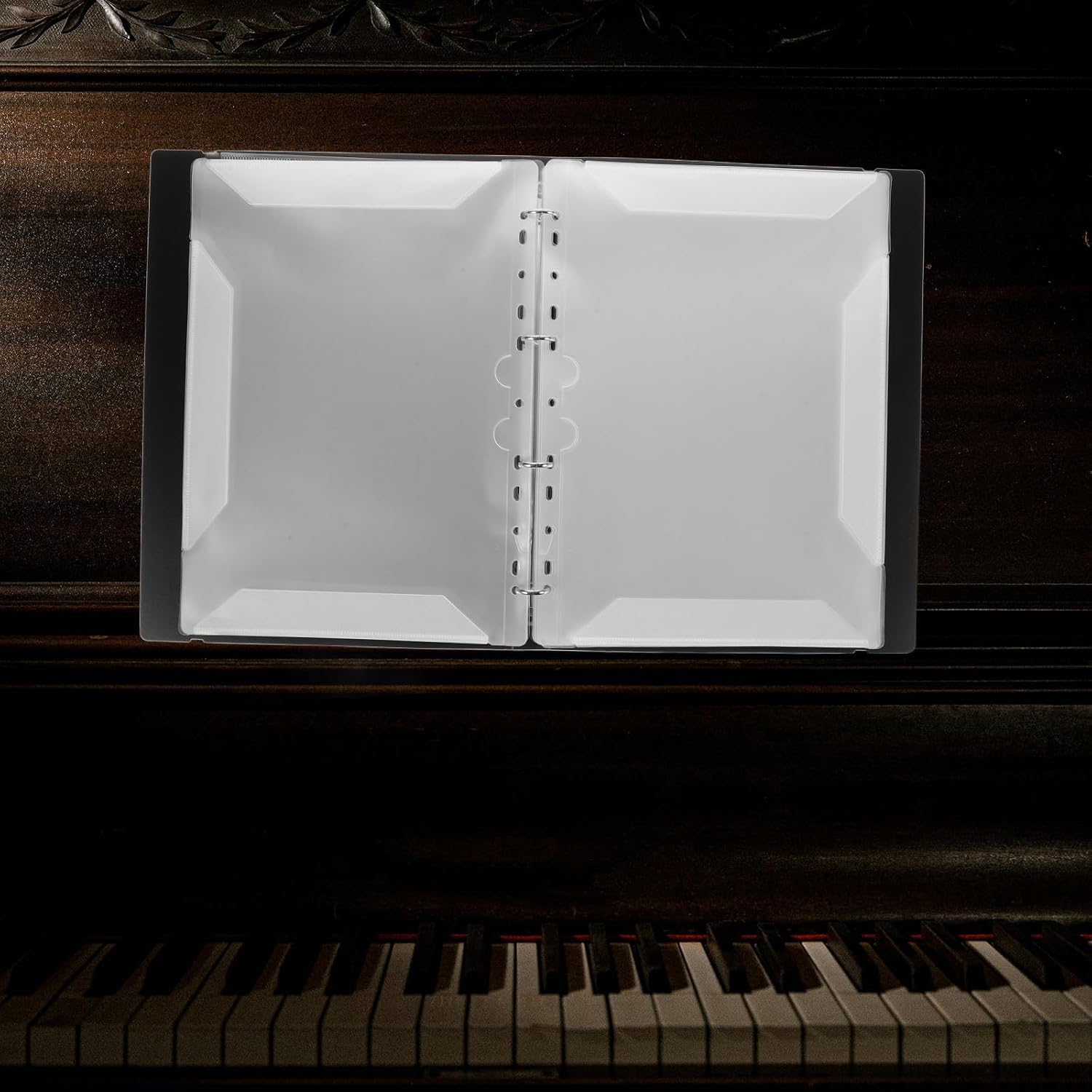 Piano Sheet Music Binder A4 Document Holder with 60 Plastic Pockets Music Folder Non-Glare Rewritable Black