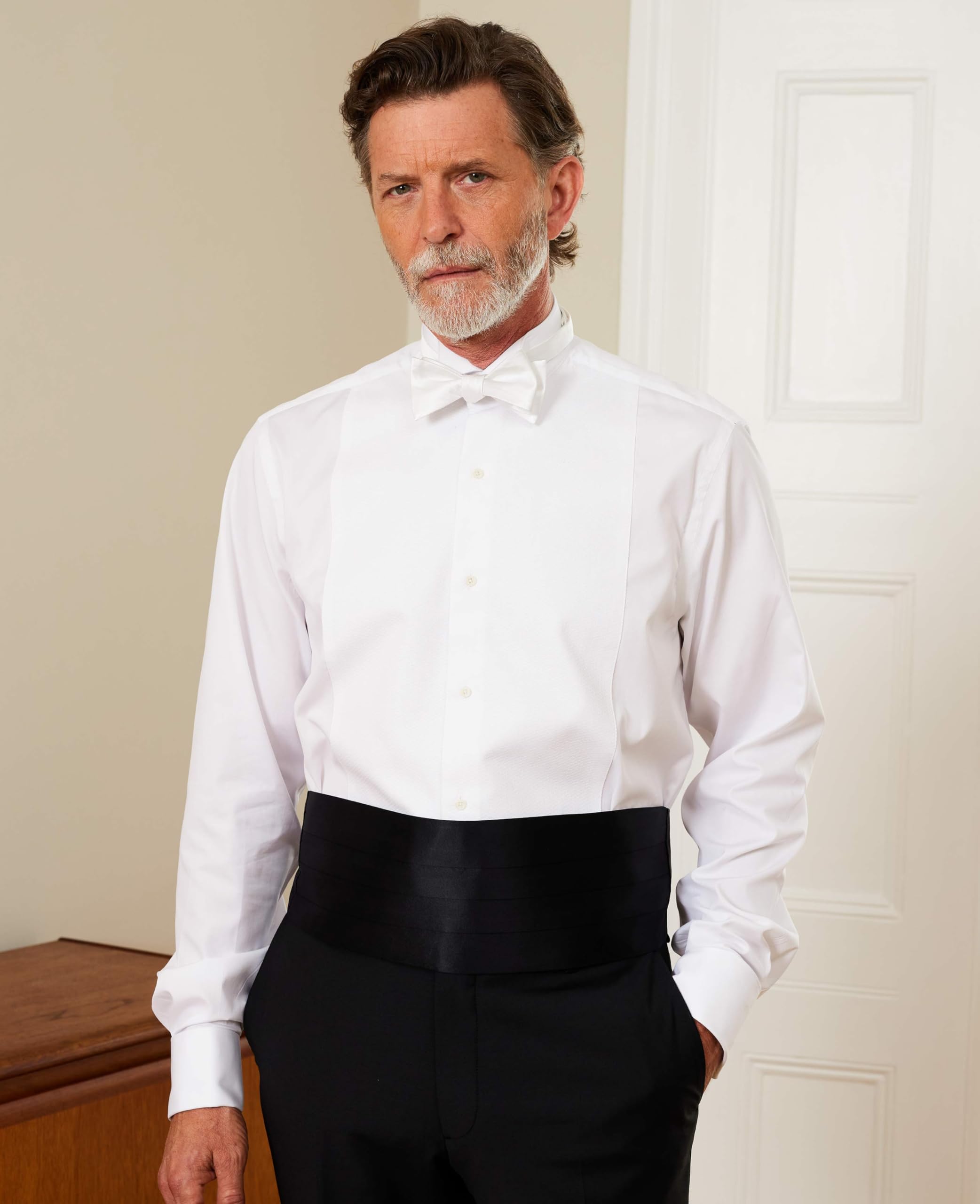 The Savile Row Company London Cummerbund in seta nera regolabile da uomo, Nero , Taglia unica