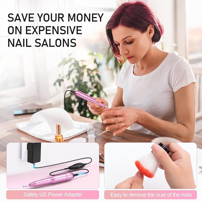 Kit de Manicura y Pedicura Eléctrico Portátil, Taladro de Uñas 20000rpm miniatura 7
