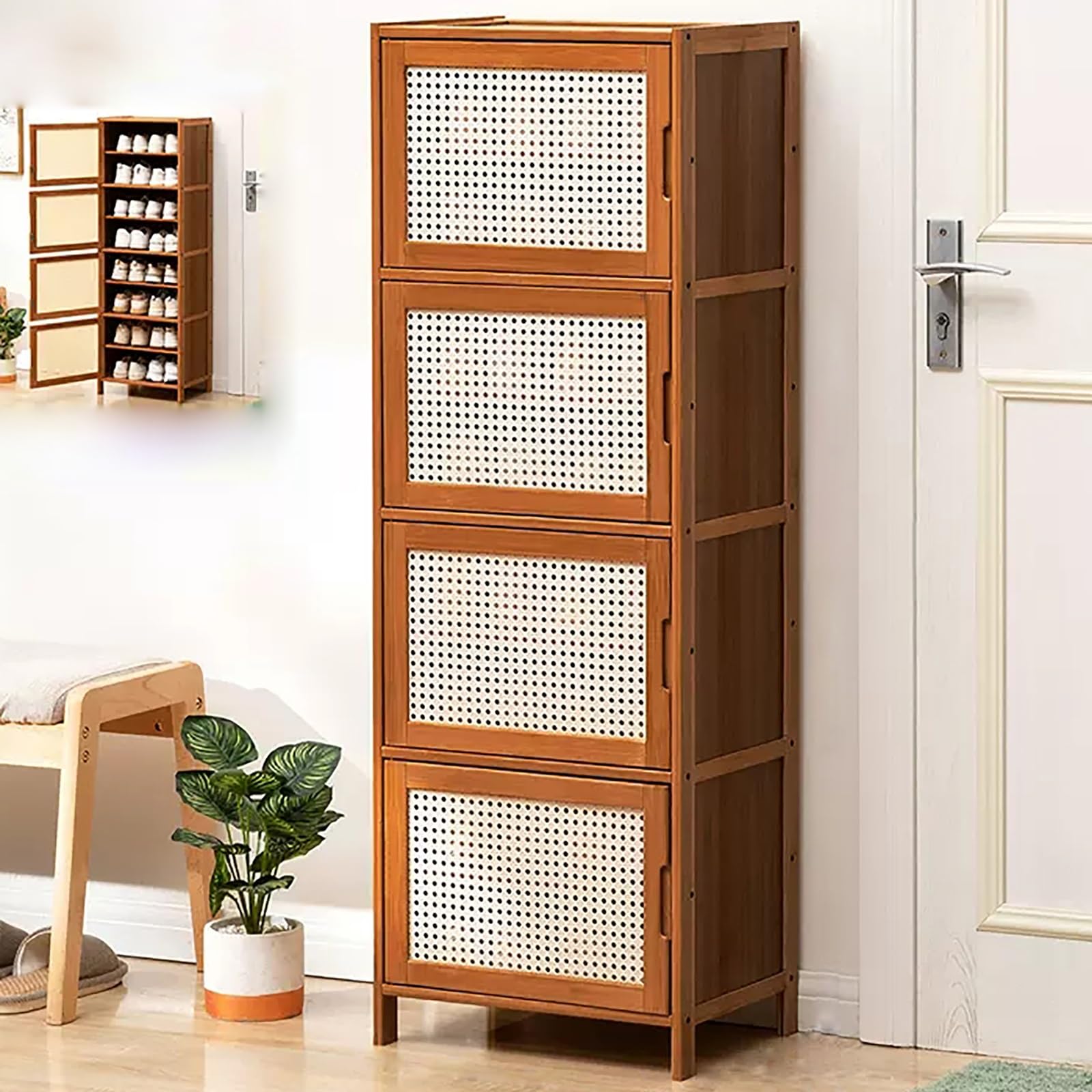 Meuble de rangement chaussures à 8 niveaux avec portes pour optimiser l'espace
