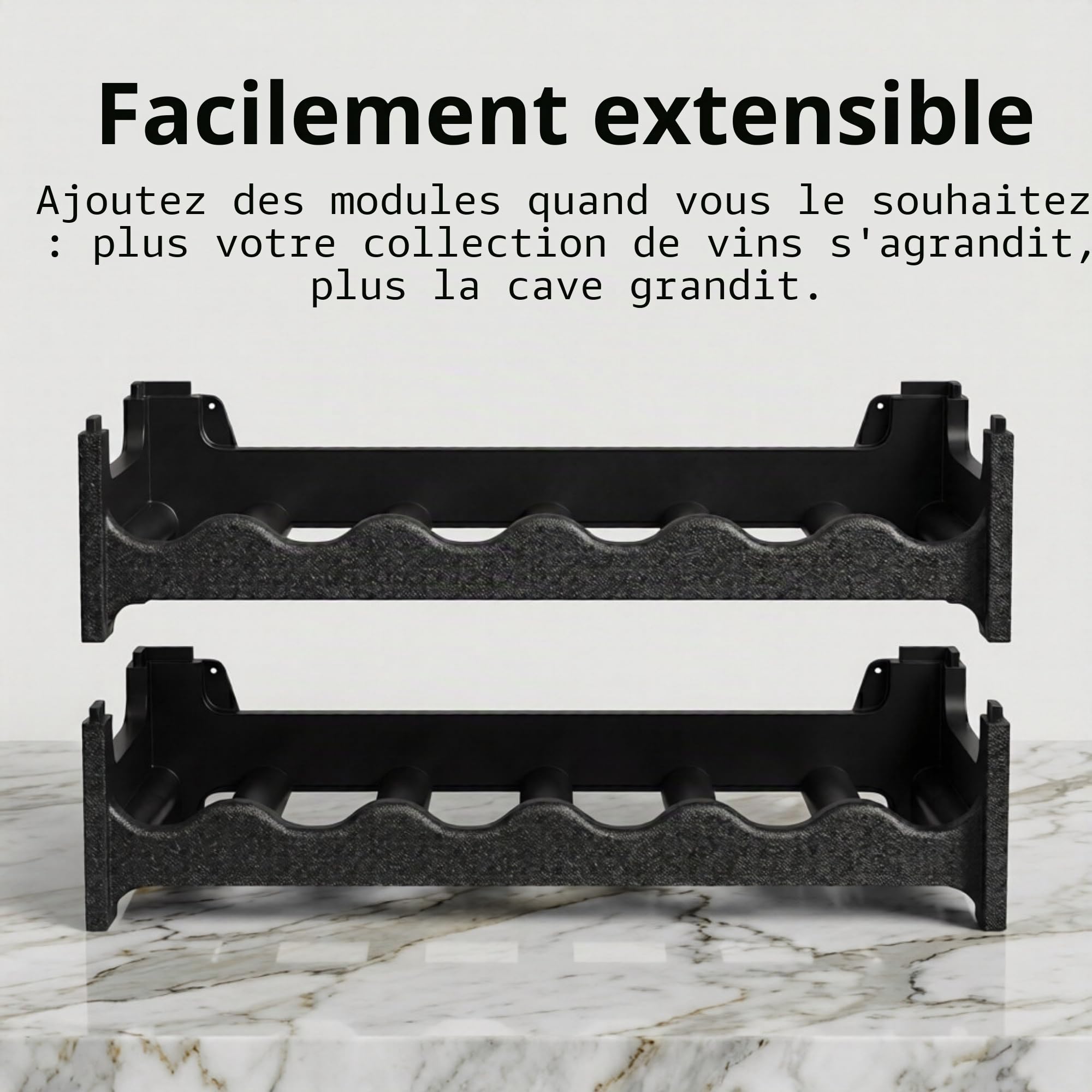 CookandSupply Cave à Vin Plastique Effet Cuir Martelé, Noir, 36 Bouteilles