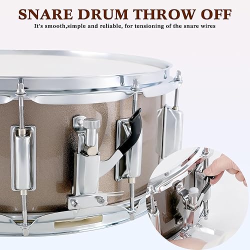 Miniatura 37 de EASTROCK Juego de batería de caja de 14 x 5.5 pulgadas para estudiantes principiantes con bolsa de concierto, baquetas, soporte, llaves de batería