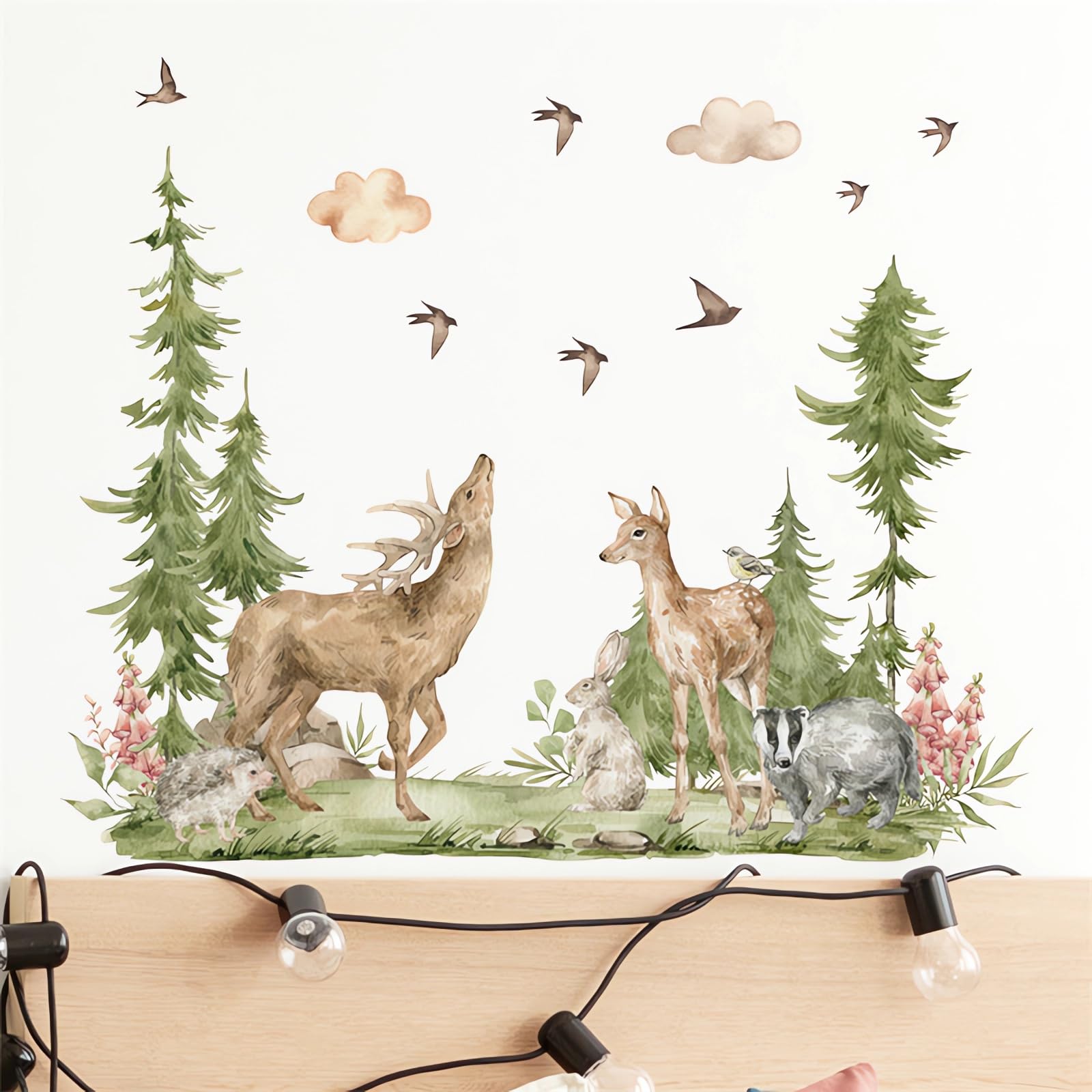 Sacinora Cute Fawn & Bird Forest Wall Stickers – Removable Vinyl Decals For Nursery, Living Room, Bedroom - View #10