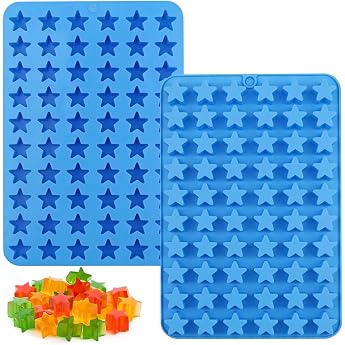 YXHZVON Star Silicone Mould Pack of 2 Square Chocolate Moulds 60 Cavity Mini Ice Cube Tray Gummy Bear Mould for Chocolate Sweets Ice Cubes Caramel