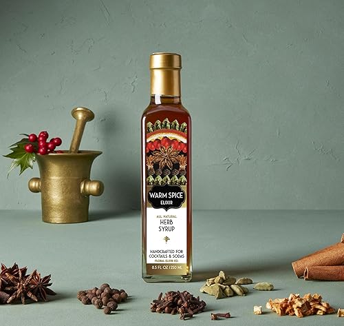 Miniatura 2 de Floral Elixir Co. - Jarabe de hierbas totalmente natural para cócteles y refrescos, 8.5 onzas (especias cálidas)