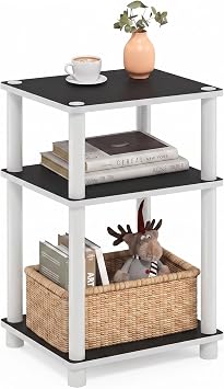 Furinno JUST Toolless 3-Tier Side Table, Open Shelf, White(Espresso)