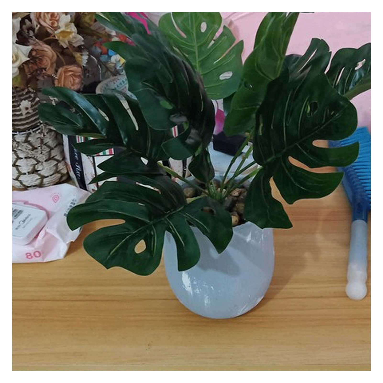 Sztuczne rośliny 35,5 cm sztuczna mała roślina monstera, realistyczne sztuczne rośliny drzewo na taras plaża motyw dekoracja bonsai sosna