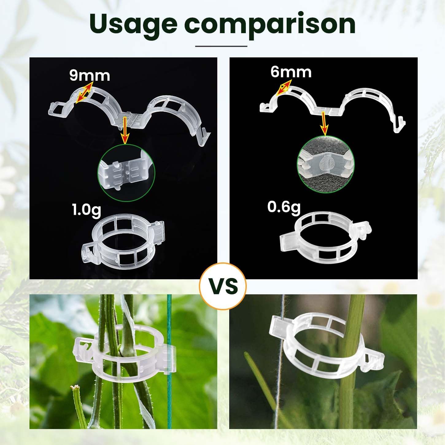 600pcs Plastic Plant Clips Reusable Garden Clips,Secured Plant Clips for Trellis&Vine Support Tomato Clips for Climbing Plants Enhance Upright Growth & Healthiness (600, CleanWhite)