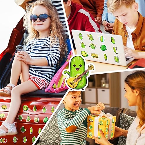 Miniatura 6 de Calcomanías de encurtidos para niños, 50 calcomanías de vinilo impermeables para botellas de agua, cuadernos, portátiles, fundas de teléfono,