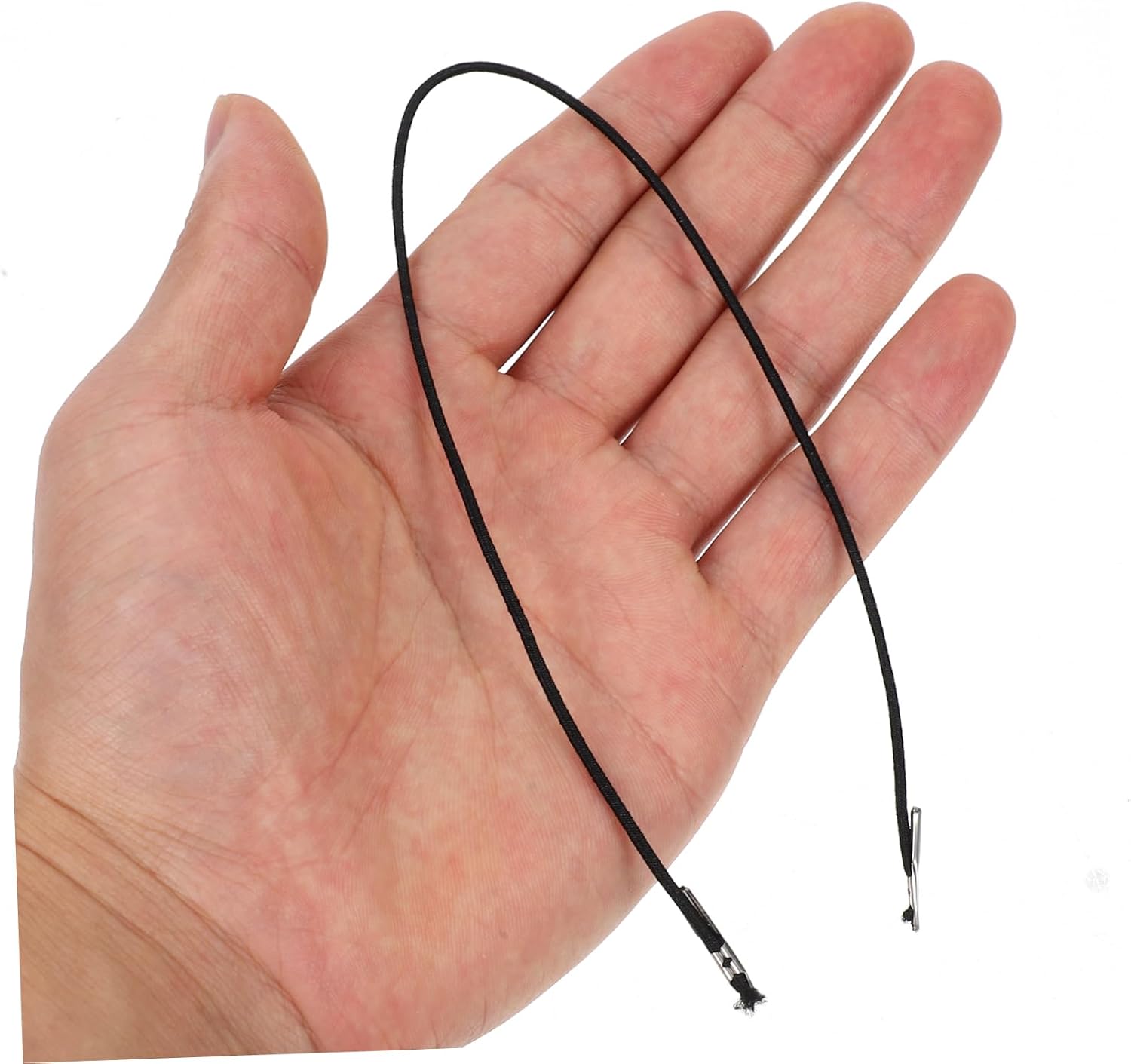 MUELODSIC 100pcs Stretchable Barbed Elastic Cords with Metal Ends for Mask Making Crafting and Bookbinding Comfortable Rubber Strap for DIY Projects Black