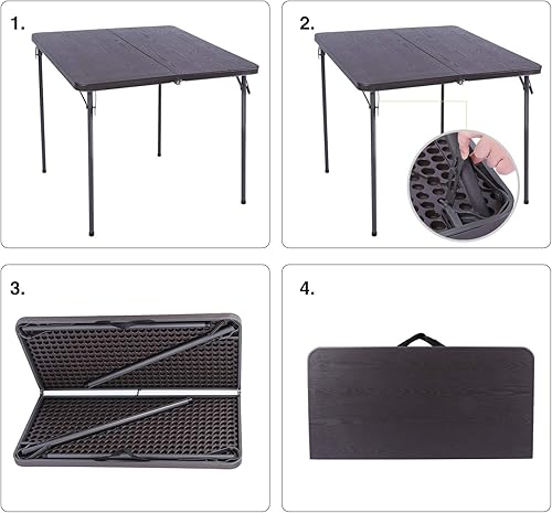 Miniatura 5 de REDCAMP Mesa plegable cuadrada de 34 pulgadas con parte superior de resina, mesas de tarjetas pequeñas plegables portátiles con patas plegables para