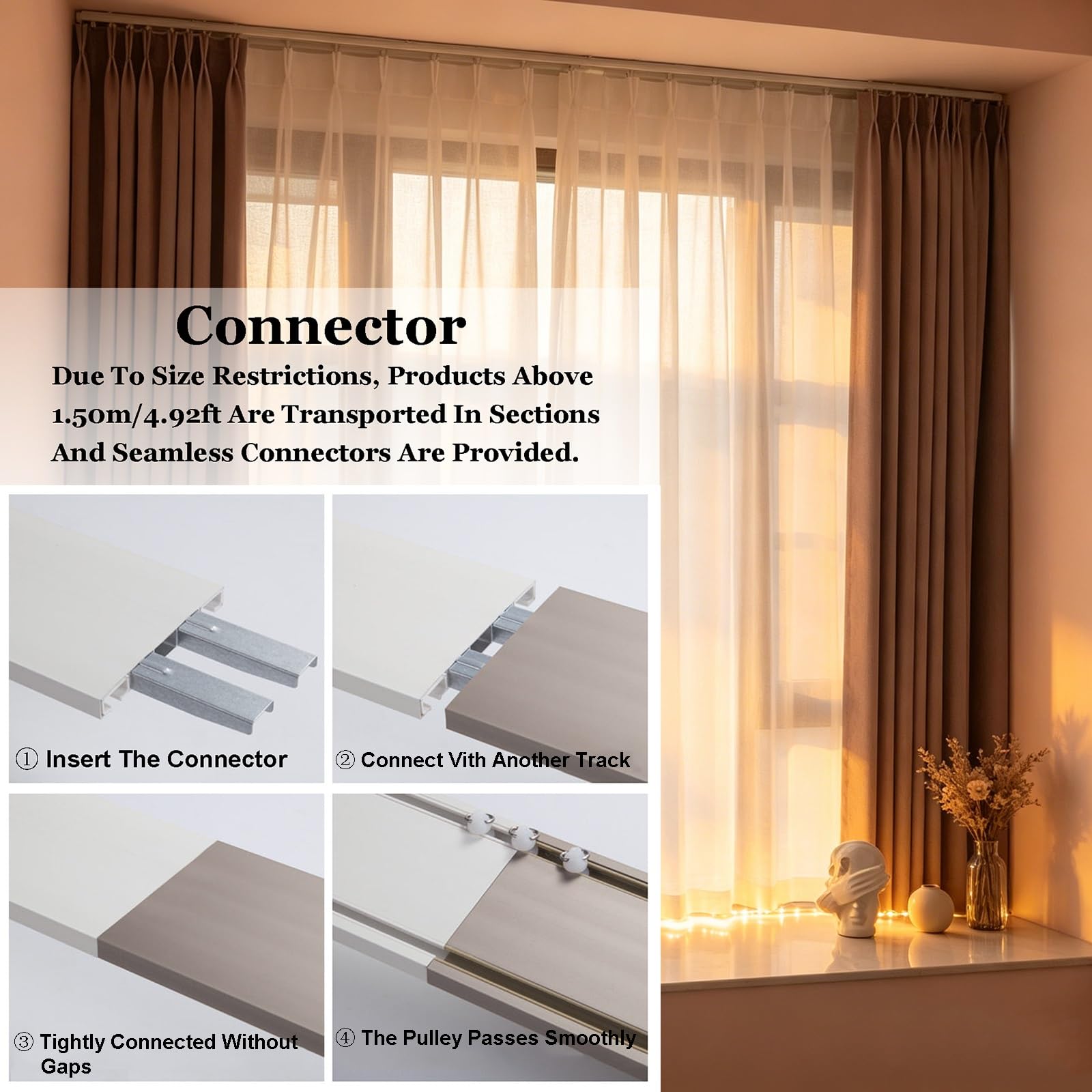 Binario per Tende Doppio Montaggio A Soffitto 70-600 Cm, Set di Binari per Tenda in Alluminio per Divisori di Stanze/finestre/ospedali(Bianco,180cm(2 * 90cm))
