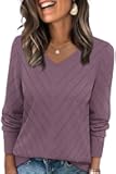 Sweaters for Women V Neck Casual Knit Long Sleeve Tops Lightweight Pullover Clothes Fall Fashion Outfits 2025