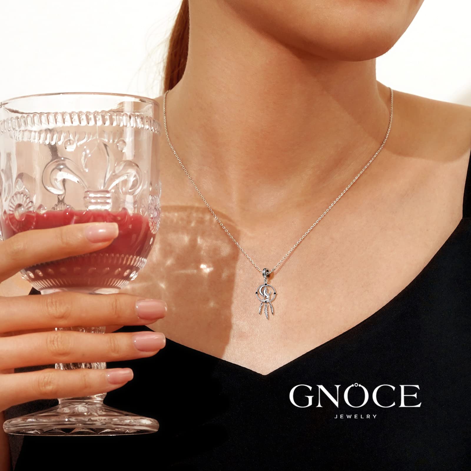 GNOCE Lupo Acchiappasogni Ciondolo Charm 925 Sterling Silver Phoenix Charms per Charms Bracciale Regalo per Donna Fit Collana/Braccialetto