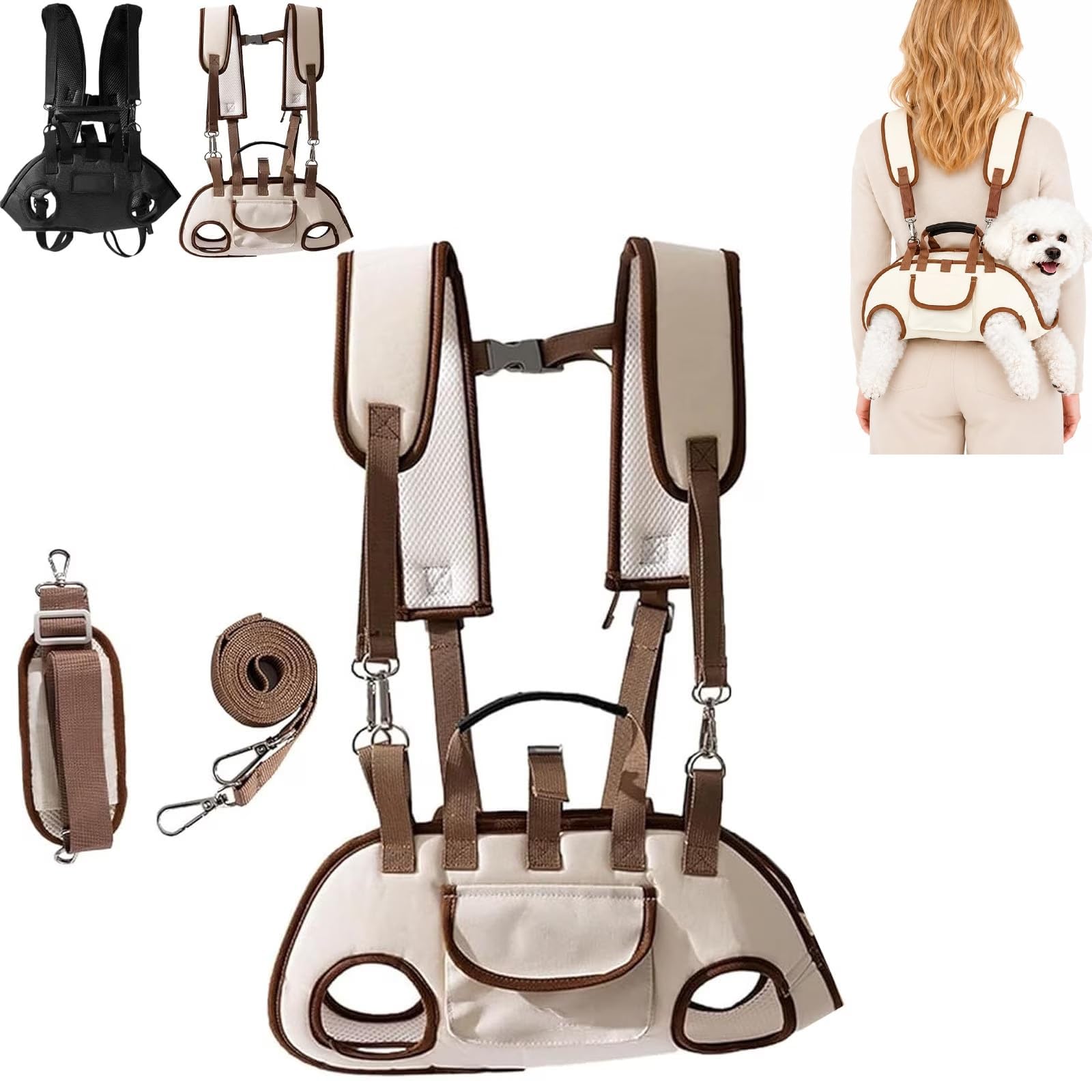 Mochila para perro pequeño marrón talla S para transporte de mascotas de 2kg a 4kg