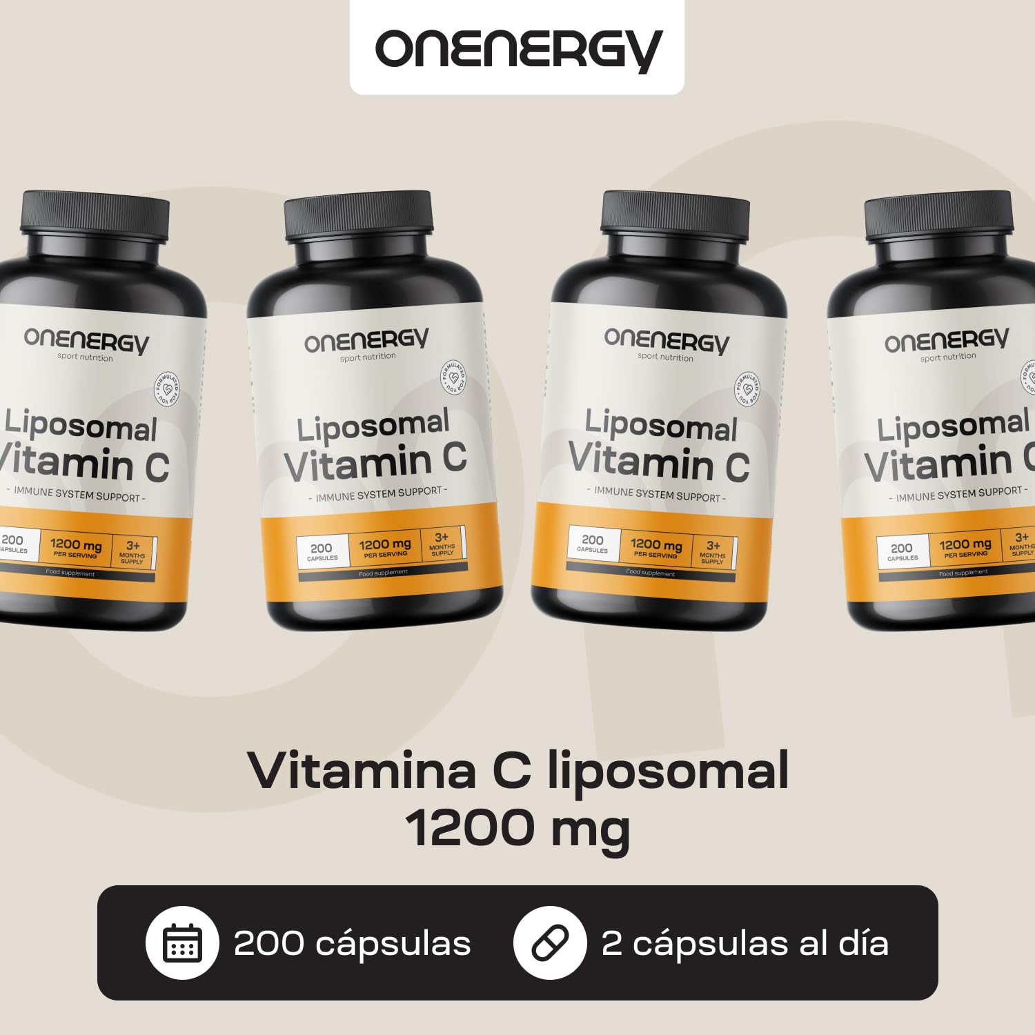 Vitamina C Liposomal 1200 mg - 200 Cápsulas | Extracto de Fosfolípidos de Rosa Canina y Girasol, Refuerzo del Sistema Inmunológico, Acción Antioxidante, Aumento de Energía