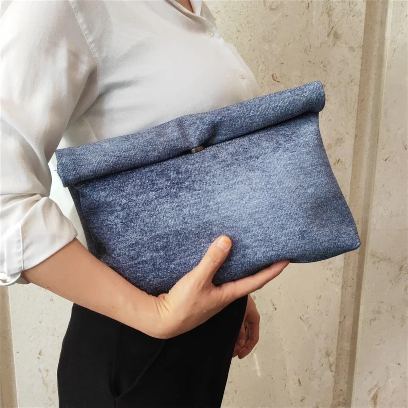 Borse da sera donna Borsa busta for ragazza festa di tendenza con pochette grande capacità Per Donna(Dark blue)