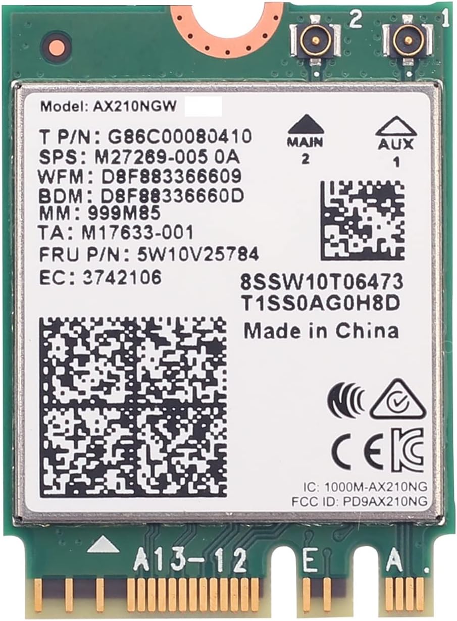 OIU WiFi 6E AX210 Up to 6GHz With Bluetooth 5.2 Tri-Band M.2 WiFi Module for Laptop Ngff (Giga+) Support Windows10 64bit