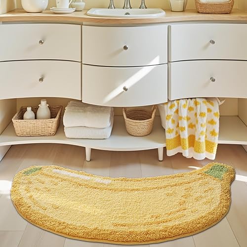 Miniatura 5 de LUMI Lindas alfombras de baño, divertidas alfombras de pasillo de frutas, alfombra de baño suave y esponjosa, absorbente, antideslizante para baño,