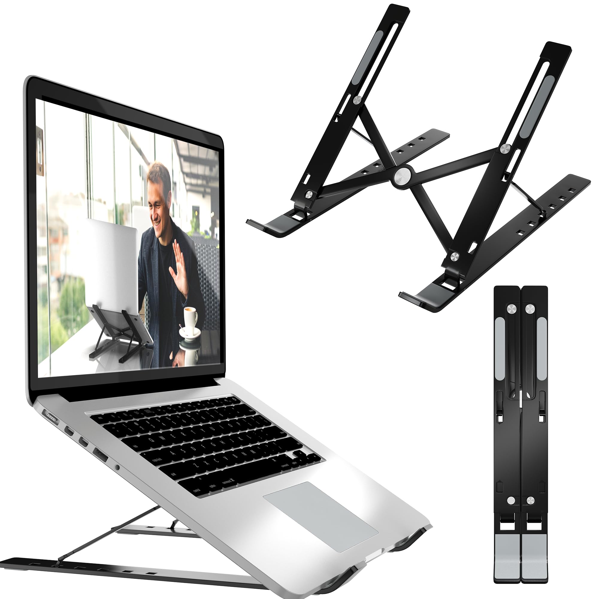 ELV Direct Tabletop Laptop Stand for Desk, Adjustable Portable Aluminum Laptop Holder, Foldable Computer Stand 10 Angles Anti-Slip Riser Compatible for 9-15.6 inches /22.86-39.62cm Laptops (Black) (B09LCXW76C) Amazon Price History, Amazon Price Tracker