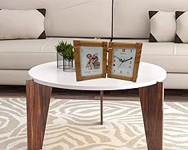 Antique Sheesham Wood (Indian Rosewood) Espresso Finish Coffee Table Coffee,Cocktail Tea Table for Living Room, White and Brown