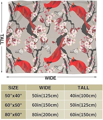Miniatura 4 de LodiSFOA - Manta ligera de microfibra y felpa con decoración de cardenales navideños para sofá, cama, sillón, viajes, todas las estaciones (pájaros