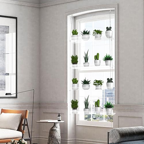 Miniatura 2 de Estantes transparentes colgantes de 4 niveles para ventanas, estante acrílico para plantas de pared para cocina, jardines interiores, flores,