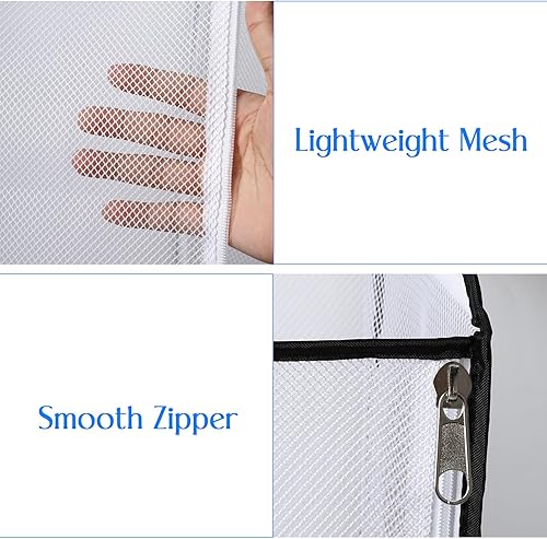 Miniatura 4 de coastal rose Cesta de lavandería grande para colgar, cesta de malla sobre la puerta con cremallera para organizador de ropa sucia, cesta plegable
