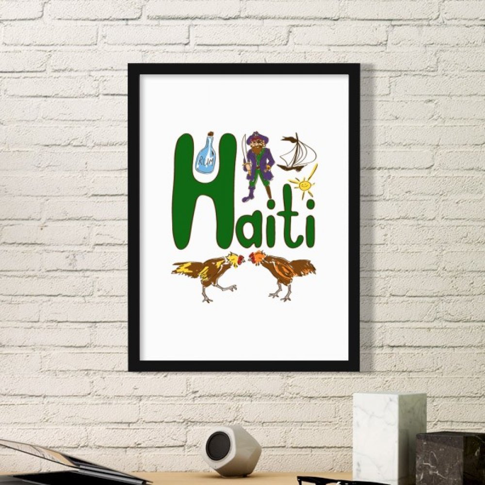 Cadre photo Haïti en bois noir pour embellir votre salon avec art
