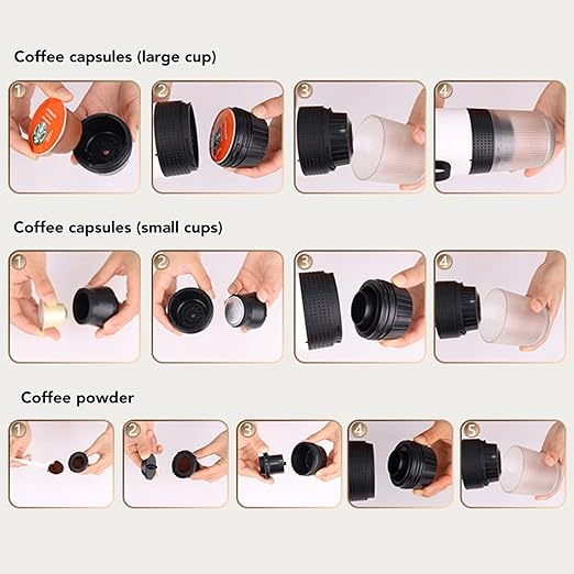 Cafetera Portátil 3 en 1 20 Bar Compatible con Cápsulas y Café Molido miniatura 6