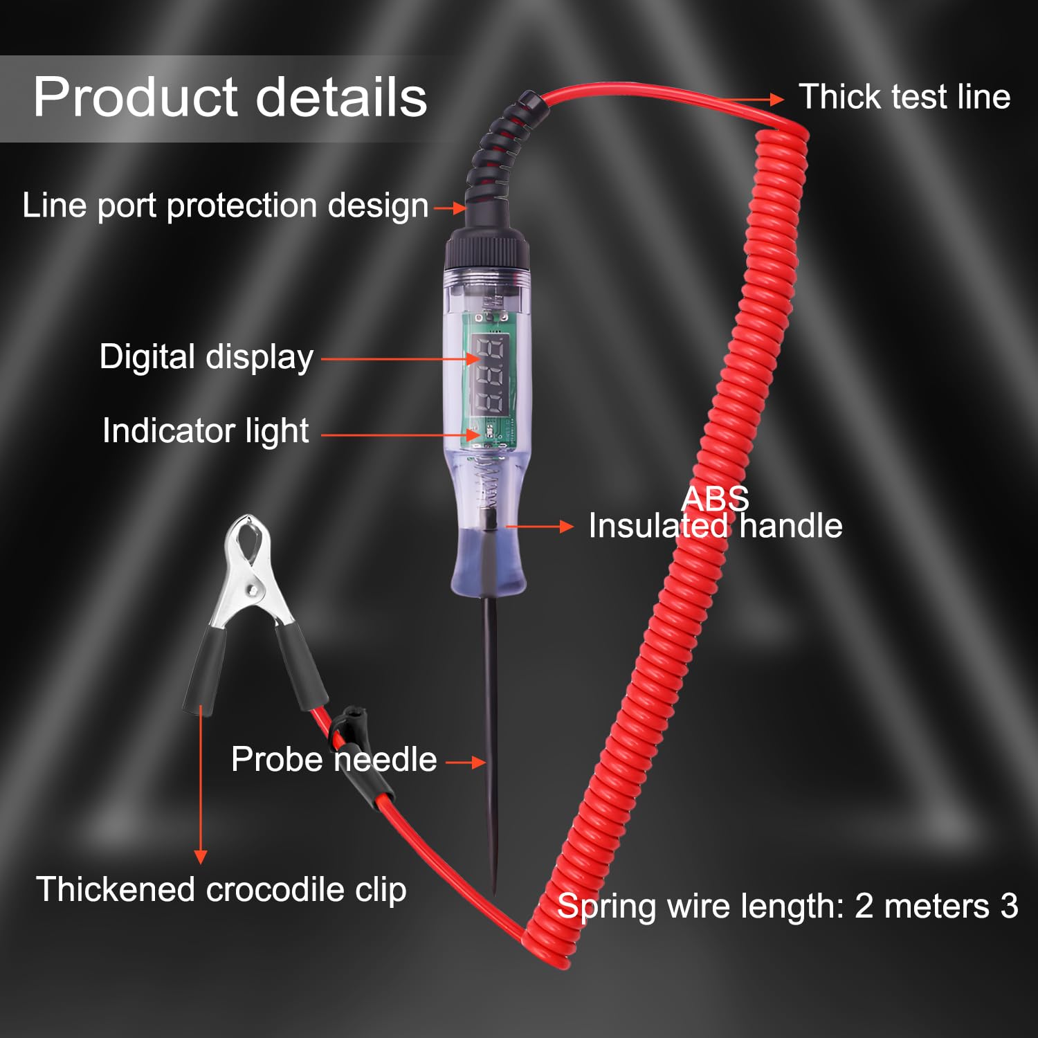 Tester del Circuito 3-120V del Cavo del Fusibile con display a LED, cavi a molla e clip a coccodrillo, strumento penna Per testare i circuiti automobilistici