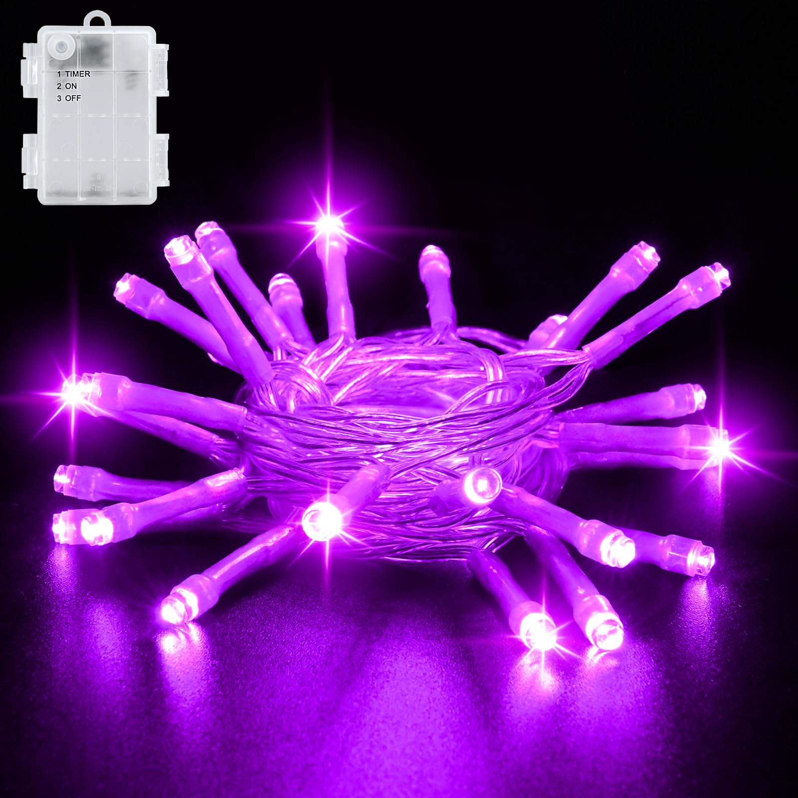cshare Battery Fairy Lights, 3M 30 LED Fairy Lights Battery Operated with Timer, IP65 Waterproof String Lights for Jar Garden Camping Christmas Indoor Outdoor Decorations, Purple — image 1