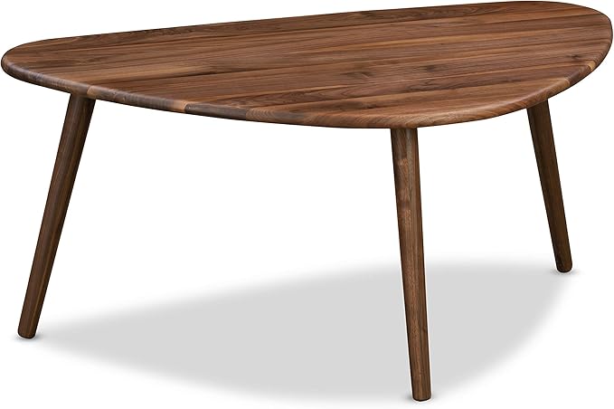 POLY & BARK Forma Coffee Table in Walnut – Solid American Walnut Mid-Century Modern Accent Table – Compact Design for Living Room or Lounge