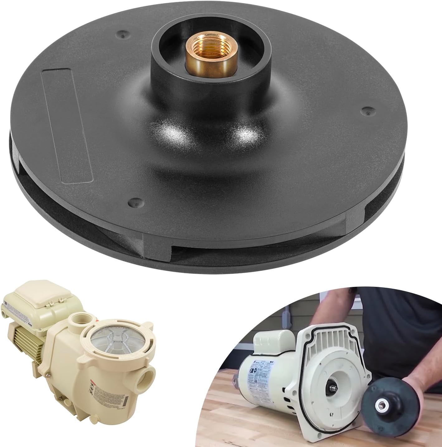 073129 Pump Impeller Replacement Compatible with Pentair WhisperFlo Pool and Spa Pumps, Upgraded Impeller Fits 1.5 HP and 2 HP Models (WF-6, WF-28, WFE-6, WFE-28), Replaces Part # 073129 - Black