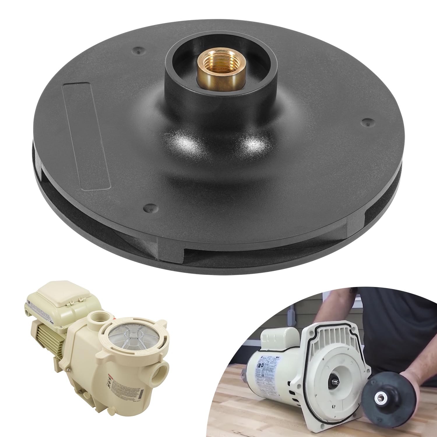 Upgraded 073129 Pump Impeller Replacement Fit for 1-1/2 HP and 2 HP WhisperFlo Pump Impeller for Pool and Spa Pump, Black