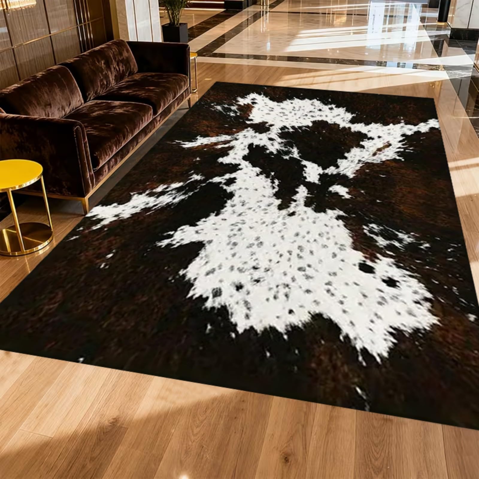 WAOTMN Cow Hide Rug,180x260cm,Faux Fur Cow Skin Rug Sturdy Machine Washable Son Slip Western Rugs for Home Office Living Room Bedroom Animal Print Skin Short Pile Flannel Floor Carpet