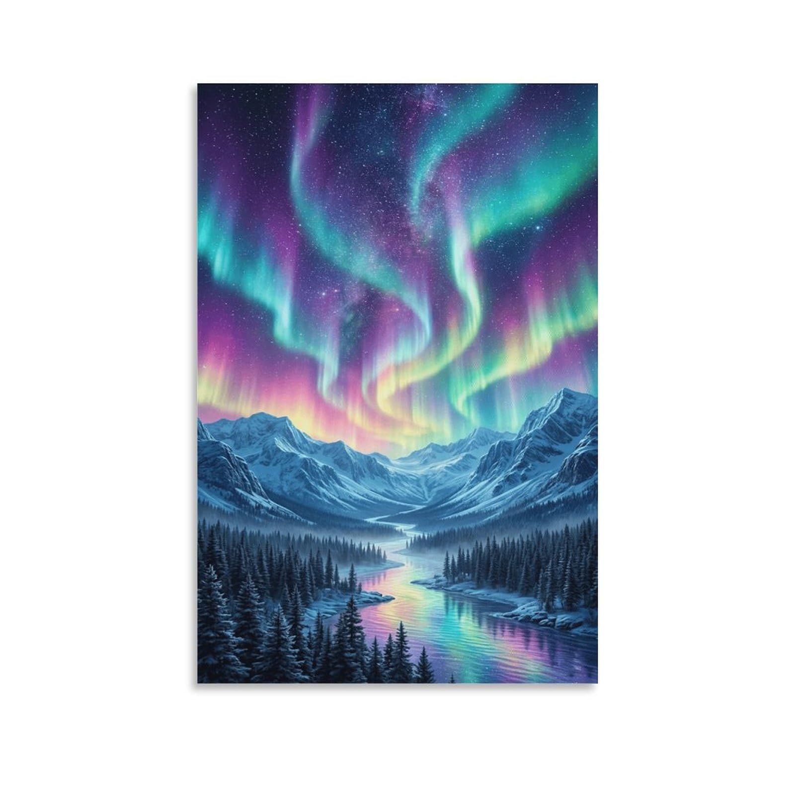 XPASHIQWC Northern Lights Poster Artwork Snowy Mountains Giclee Canvas Prints Modern Canvas Wall Art Picture Wall Hanging for Bedroom Living Room Decor 20x30inch(50x75cm)