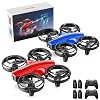 Tomzon Toy Drone, For Kids, 4.5 oz 100 g, Includes 4 Batteries, 32 Minutes of Flight Time, One-Key Take Off and Landing, Headless Mode, Altitude Maintain, Throwing Flight, Somersault, Circle Flight, High Speed Rotation, Indoor Use, Beginner, Birthday Gift, Domestic Certified, A24 Red Blue