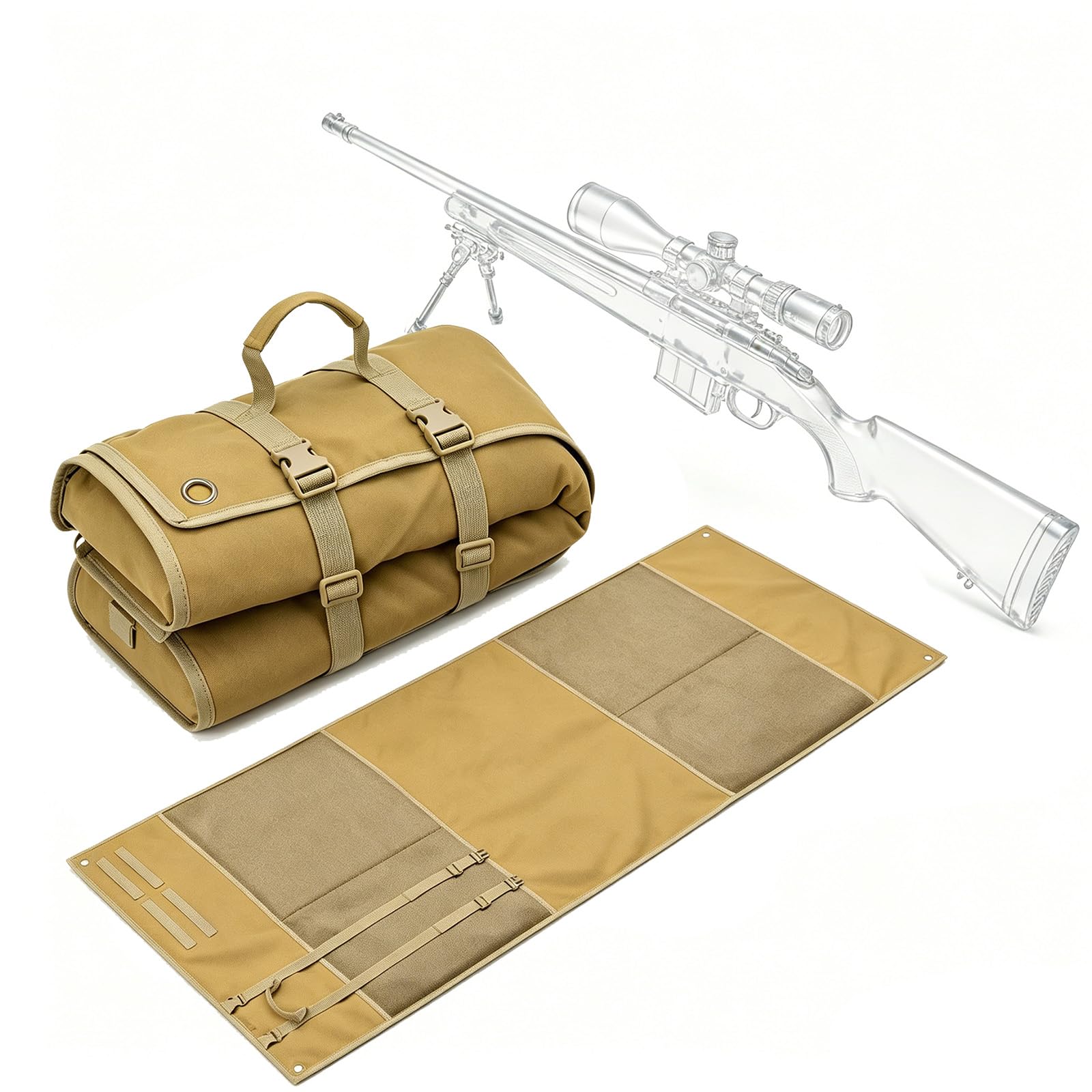 FYRTA Tactical Shooting Mat with Padding, Waterproof Hunting Shooting Mats, Tactical Training Mat Compact Foldable Waterproof Non-Slip for Outdoor Hunting, Camping Blankets (Khaki)