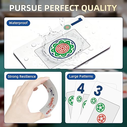 Miniatura 2 de 166-Pcs Mahjong Playing Cards - Waterproof & Non-Slip PVC Material, Large Font for Easy Reading, Durable & Portable, Ideal for Beginners & Elderly,