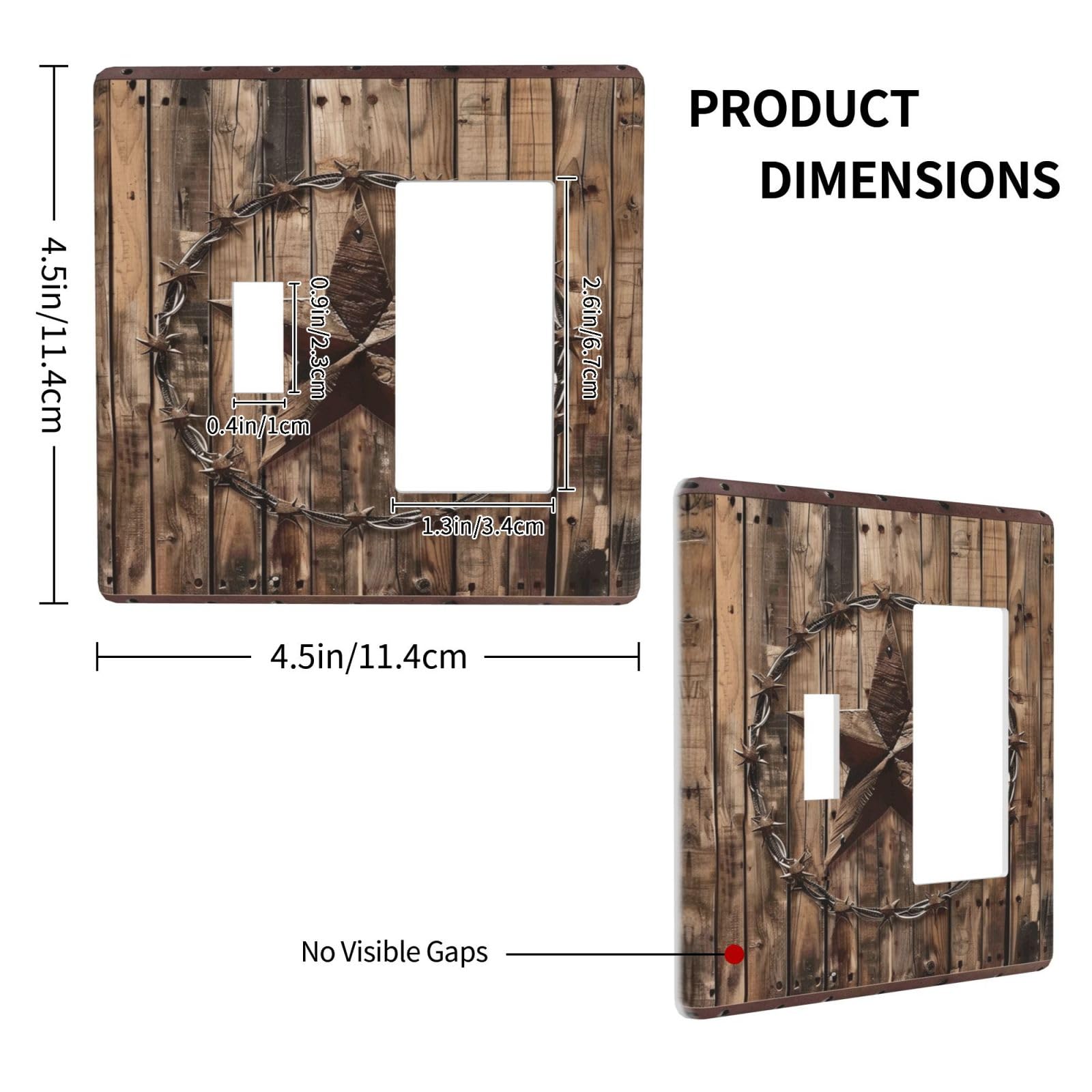 Copertura per interruttore della luce rustico Star Western Cowboy in legno 2 gang a levetta combo copertura presa a bilanciere piastre decorative per interruttori e coperture di presa per casa