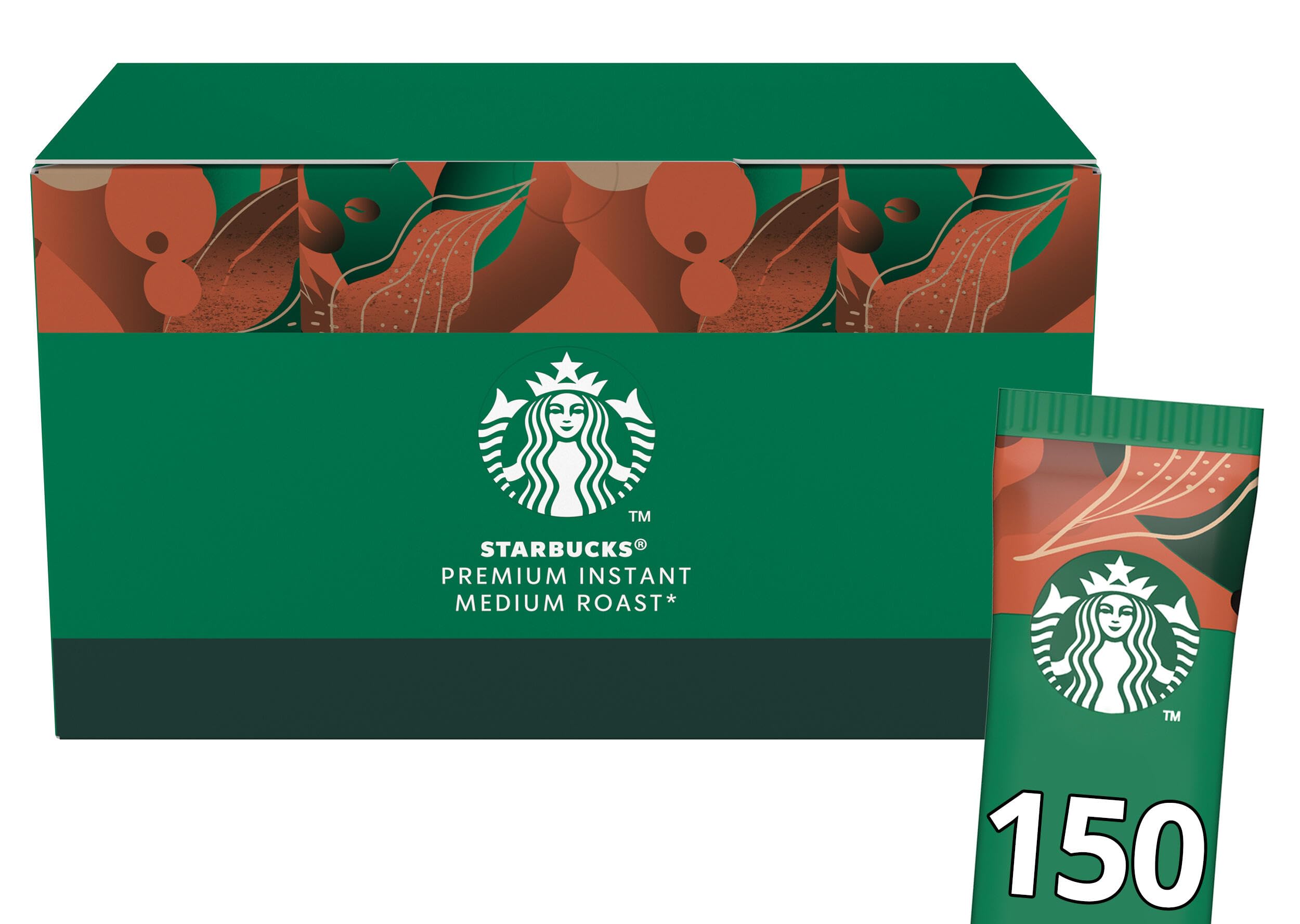 STARBUCKS Premium Instant Kaffee Medium Roast, Löslicher Kaffee aus 100% Arabica, mild und ausgewogen, Vorratspackung, 1er Pack (150 Sticks x 2,3g)