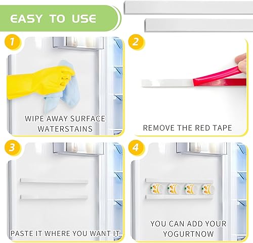 Miniatura 4 de Organizador de yogur ajustable para refrigerador con cintas autoadhesivas – Soporte de almacenamiento para refrigerador que ahorra espacio se adapta